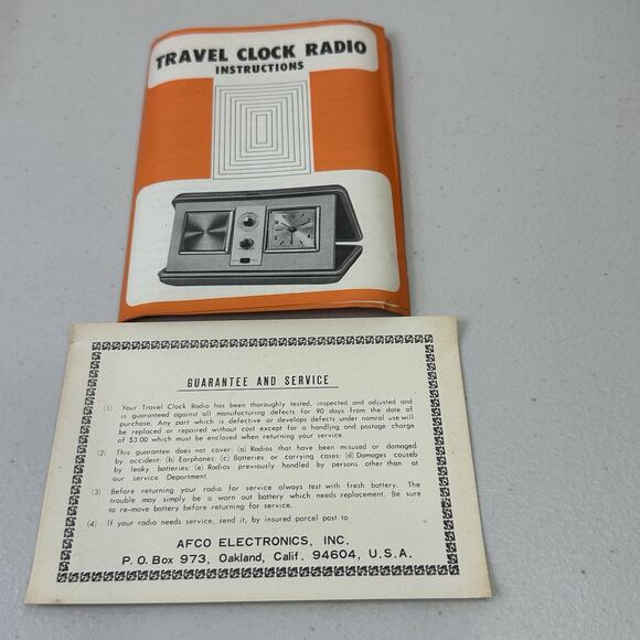 Vintage Portable Traveling Radio Transistor Alarm Clock with Cognac Leather Case - Picture 15 of 16